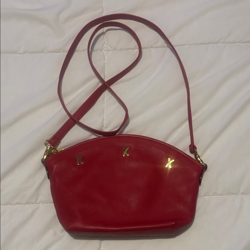 Paloma Picasso Red Crossbody Bag with Gold Accents